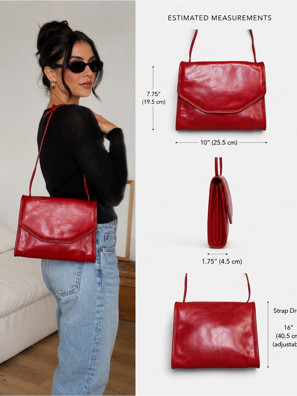 Vintage Bottega Veneta Red Leather Crossbody Clutch 1980s 1990s Made Italy